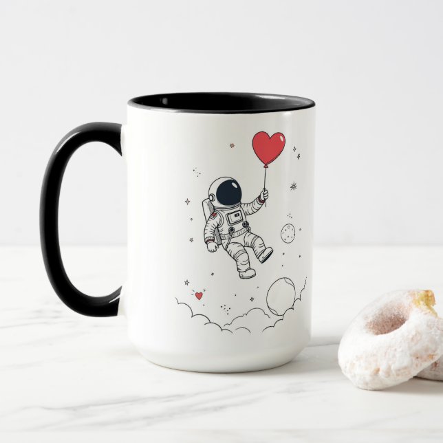 Caneca Mug Saint-Valentin - "Love You to the Moon" (Com Donut)