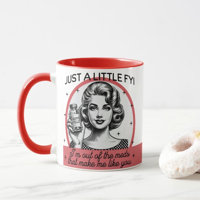Caneca Mug Sarcástico Retroativo - Um pouco de FYI (Com Donut)