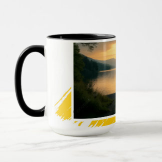 Caneca Mug Serene Lake Sunset Chill Out Modern Brushstrok