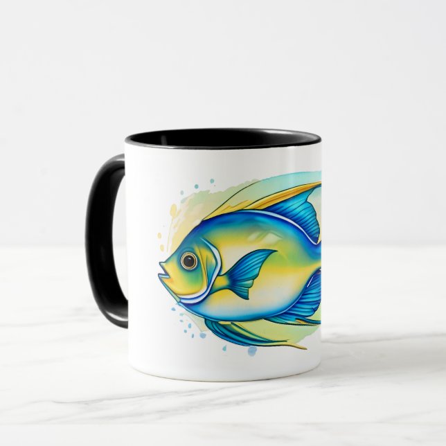 Caneca Mug - Série Watercolor: Angelfish (Frente Esquerda)