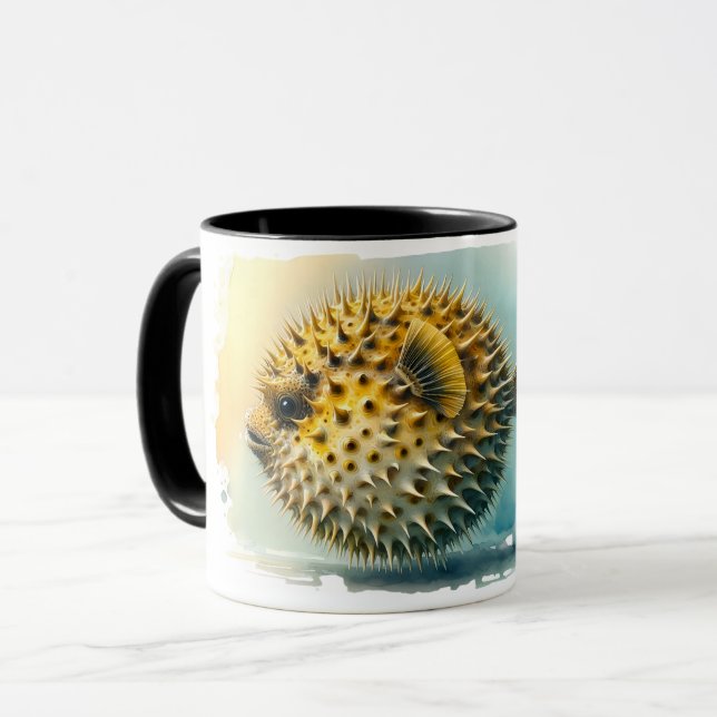 Caneca Mug - Série Watercolor: Blowfish (Frente Esquerda)
