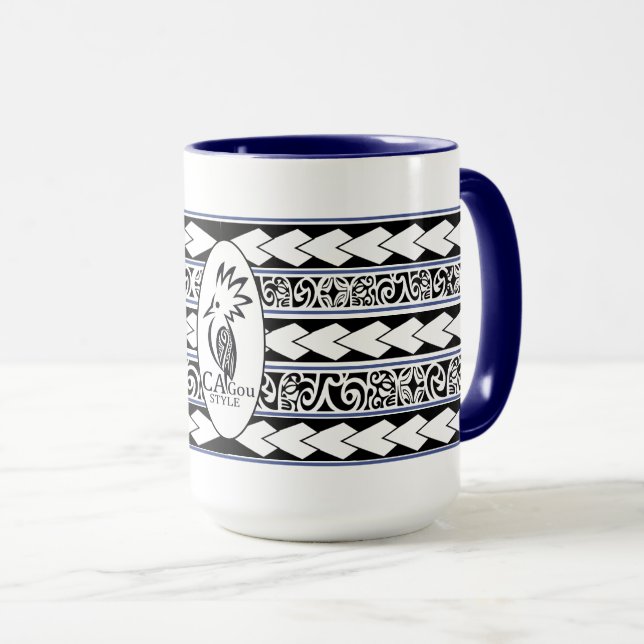 Caneca Mug Tribal Ethnic Bleu marine (Frente Esquerda)