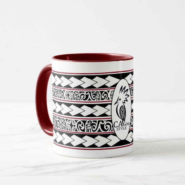 Caneca Mug Tribal Ethnic Bordeaux (Frente Esquerda)