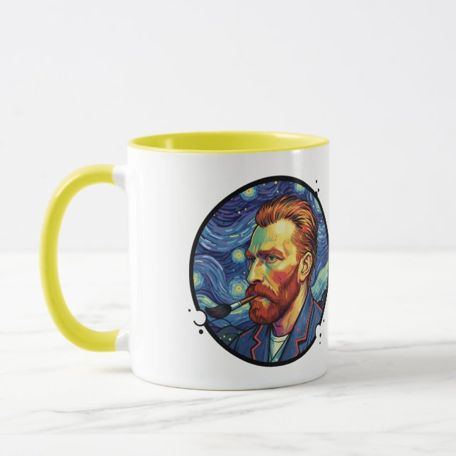 Caneca Mug Van Gogh portrait Starry night Unique Design (Esquerda)