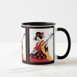Caneca Mug Vintage Art Geisha & Shamisen