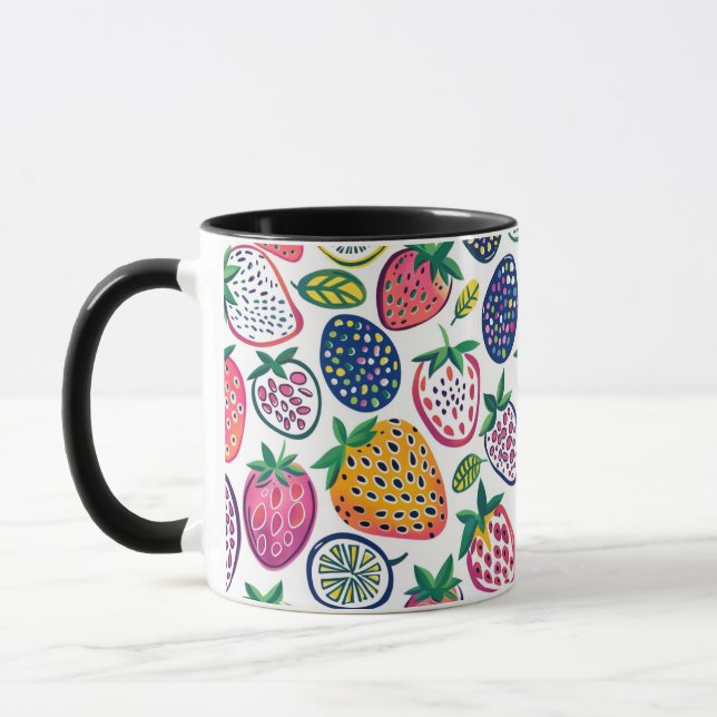 Caneca Mug Whimsical com Colagem de Fruta Vibrante (Esquerda)