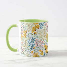 Caneca Mugs de Ilustração de Flor de Nome Personalizado