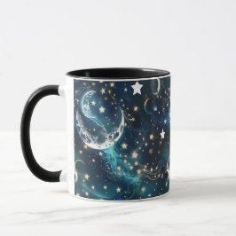 Caneca Mugs – Icy Blue Celestial Moon Phase Luxury Coffee