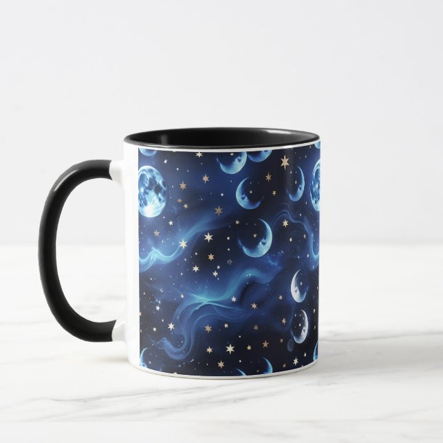 Caneca Mugs – Sapphire Blue Celestial Moon Phase Luxury  (Esquerda)