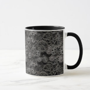 Caneca Muitas engrenagens do metal ou peças oxidadas