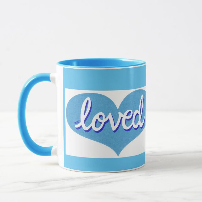 Caneca MUITO AMADO - Corações de amor azuis (Esquerda)