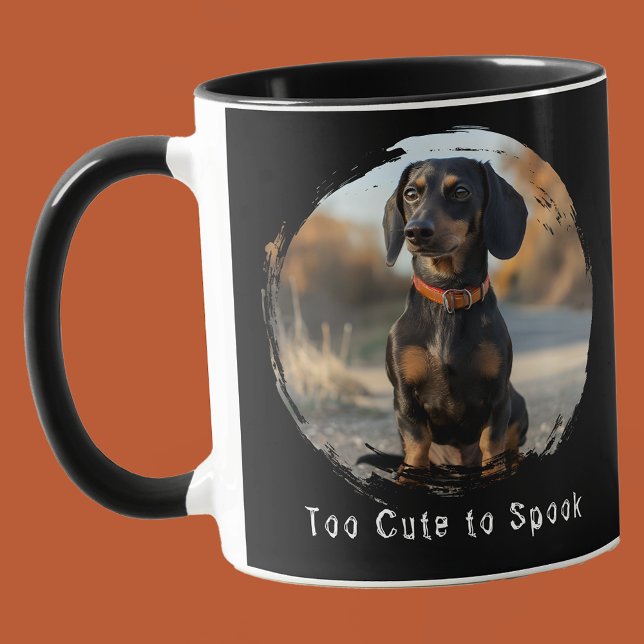 Caneca Muito bonito para assustar a foto personalizada de ("Too cute to Spook" Halloween Mug With Personalized Photo)