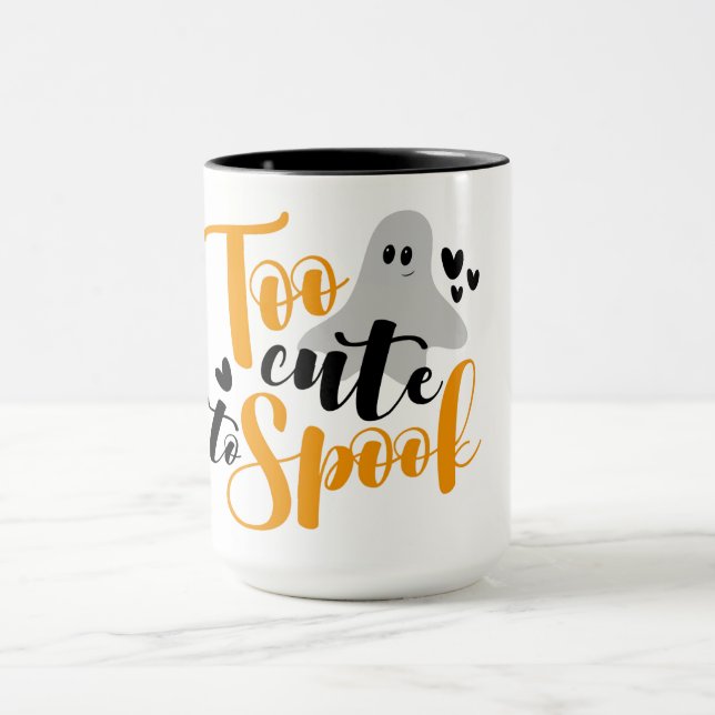 Caneca Muito Fofo Para Assustar Fantasma Halloween Camise (Centro)