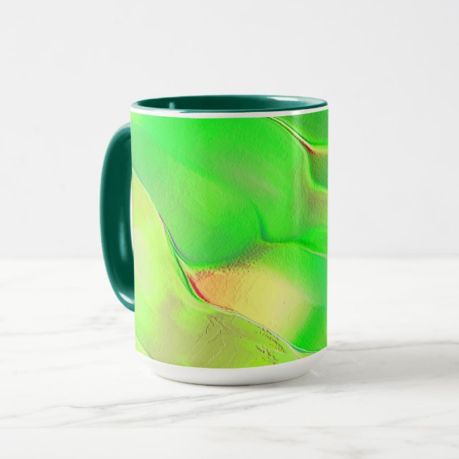Caneca Muito pouco gravado em verde vívido e envelhecido (Frente Esquerda)