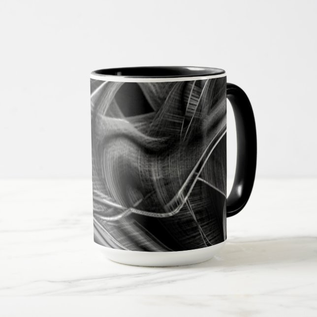 Caneca Muito torto com sulcos de cinza, fundo preto (Frente Esquerda)