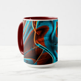 Caneca Muitos vermelhos retorcidos e azuis queimados com