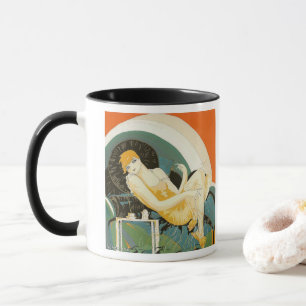 Caneca Mulher Art Déco Antiga Reclinada no Sofá, Chompre