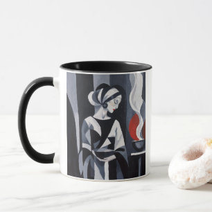 Caneca Mulher Art Déco Preto e Branco