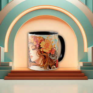 Caneca Mulher Art Nouveau do Florir Encantado