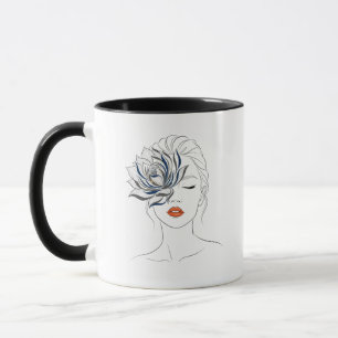 Caneca Mulher Arte Floral Azul Elegante