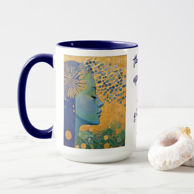 Caneca Mulher Azul Deixar Ir A Canela De Controle (Com Donut)