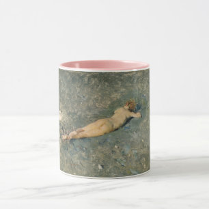 Caneca Mulher banhando sol na praia em Portici