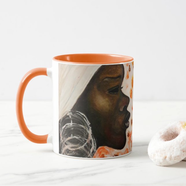 Caneca Mulher Bonito da beleza africana Mug (Com Donut)