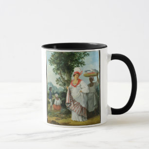 Caneca Mulher crioula indiana ocidental com seu empregado