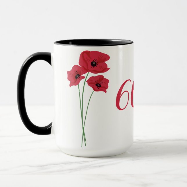 Caneca Mulher de Aniversário do Elegante e Moderna Floral (Esquerda)
