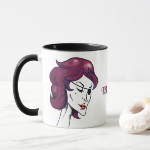 Caneca Mulher de Cabelo Roxo Pirata Violeta Desenho Arte