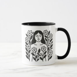 Caneca Mulher e Flores