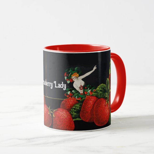 Caneca MULHER E STRAWBERRIS Art Nouveau Strawberry Lady (Frente Esquerda)