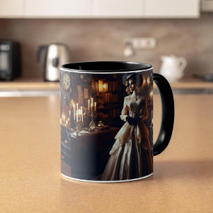 Caneca Mulher Elegante Misteriosa Vitoriana Vintage