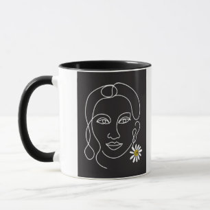 Caneca Mulher Enigmática - Design de arte de linha