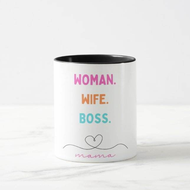 Caneca Mulher Esposa Chefe Mama Empoderamento Gráfico (Centro)