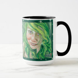 Caneca Mulher Fantástica de Green Haired com Mug de Olhos