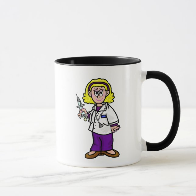 Caneca Mulher Loira Médica com Seringa Mug (Direita)