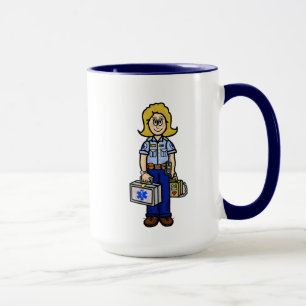 Caneca Mulher Loura Trabalhadora do EMS Nome Personalizad