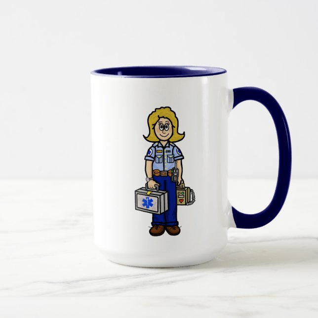 Caneca Mulher Loura Trabalhadora do EMS Nome Personalizad (Direita)