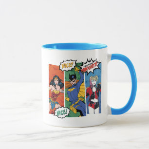 Caneca Mulher Maravilha, Batgirl e Harley Quinn Holiday