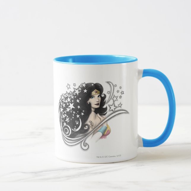 Caneca Mulher Maravilha e Estrelas (Direita)