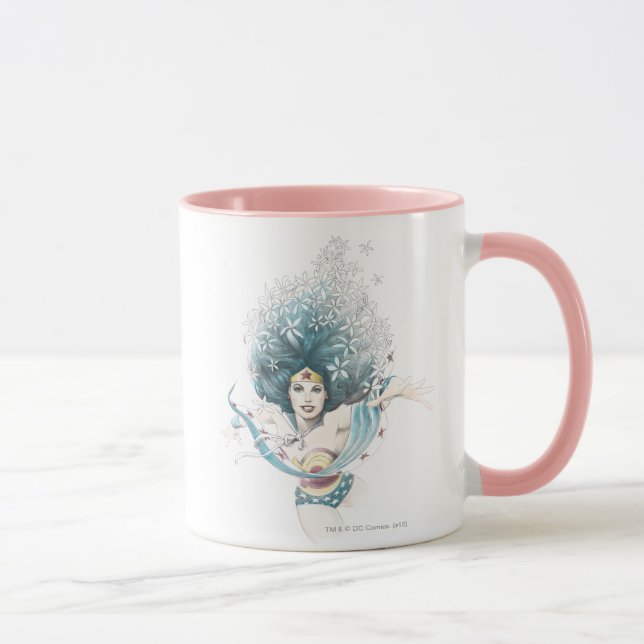 Caneca Mulher Maravilha e Flores (Direita)