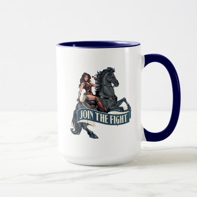 Caneca Mulher Maravilha na Arte Cômica dos Cavalos (Direita)