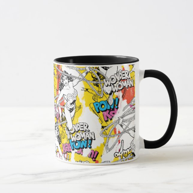 Caneca Mulher Maravilha Neon Patterno (Direita)