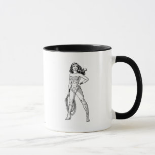 Caneca Mulher Maravilha, Pose Preta e Branca