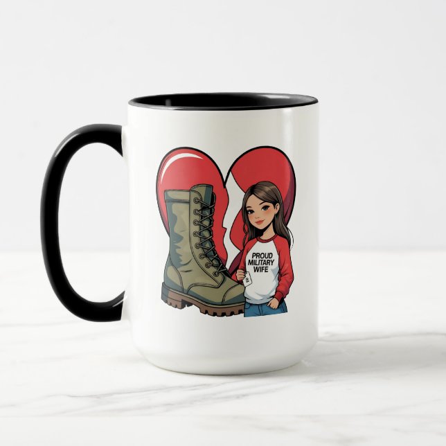 Caneca Mulher Militar Orgulhosa - Coração "Boot Wife" (Esquerda)