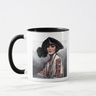 Caneca Mulher na blusa bordada