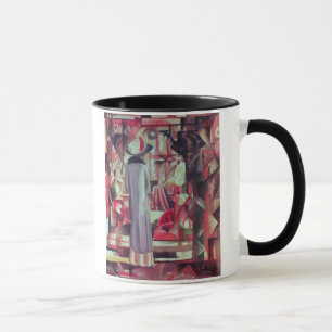 Caneca Mulher na frente de uma grande janela iluminada