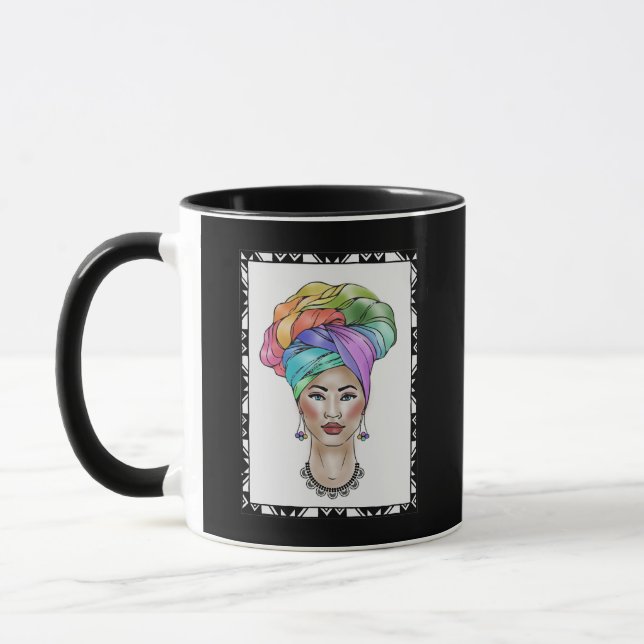 Caneca Mulher Negra em Turbo Colorida (Esquerda)
