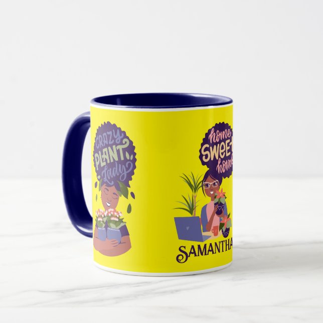 Caneca Mulher Negra Louca Dama de Planta, Casa Doce (Frente Esquerda)